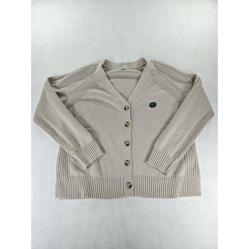 LL Bean NWOT Mariner Shaker V-Neck Cardigan Sweater Field Khaki Petite L PL